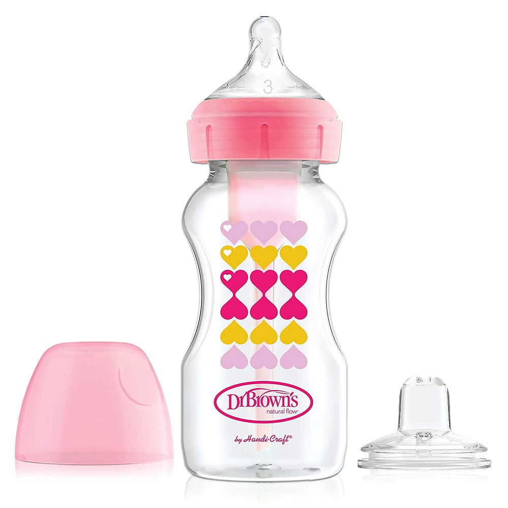 DR BROWNS OPTIONS+ ANTI-COLIC SIPPY BOTTLE HARTS PINK 270ML