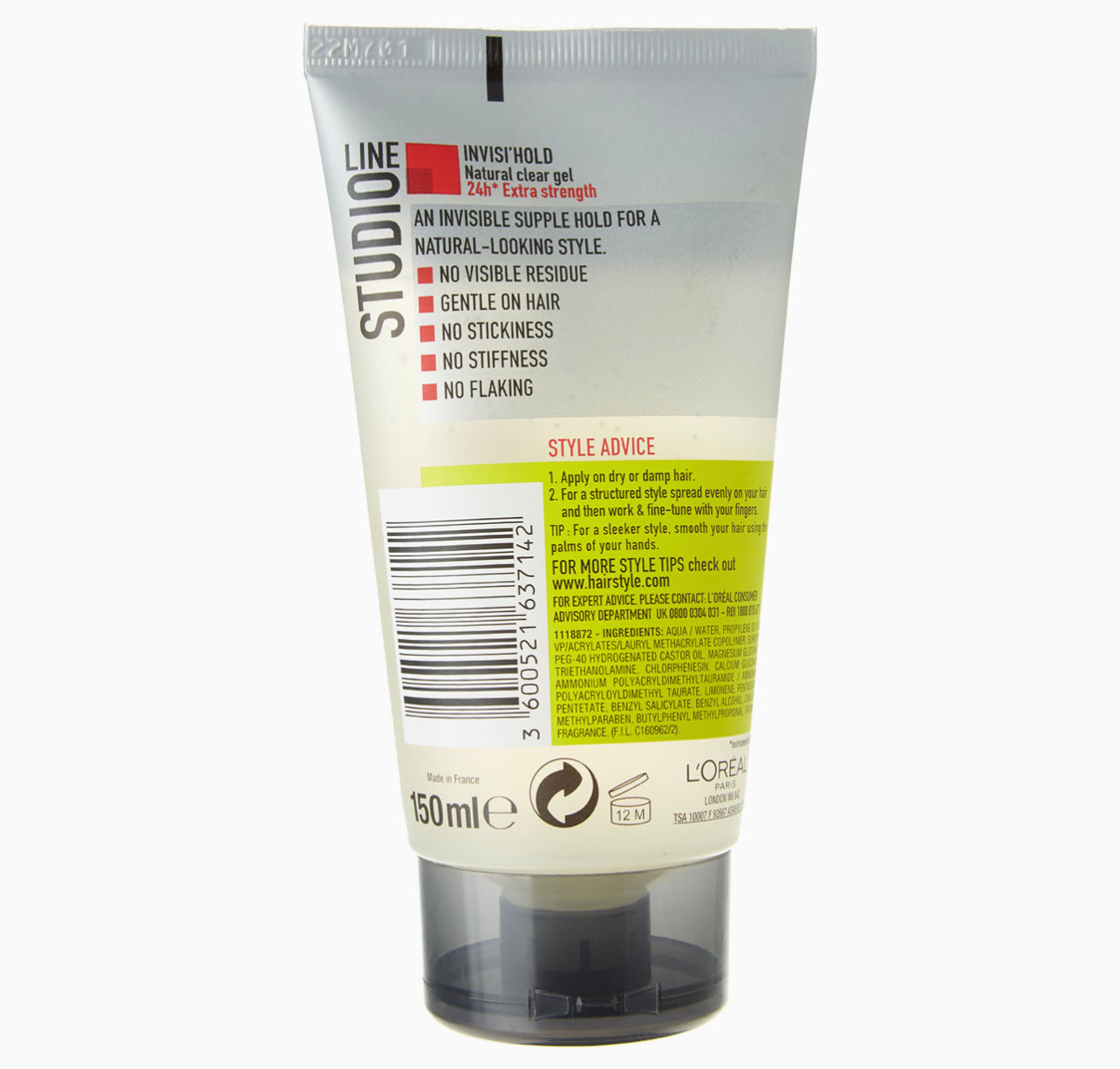 LOREAL STUDIO  GEL INVISI HOLD NORMAL STRENGTH 6 150 ML