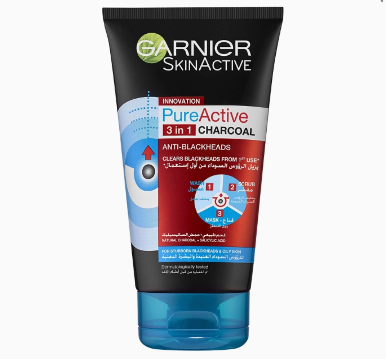 GARNIER PURE ACTIVE 3IN1 CHARCOL 150ML