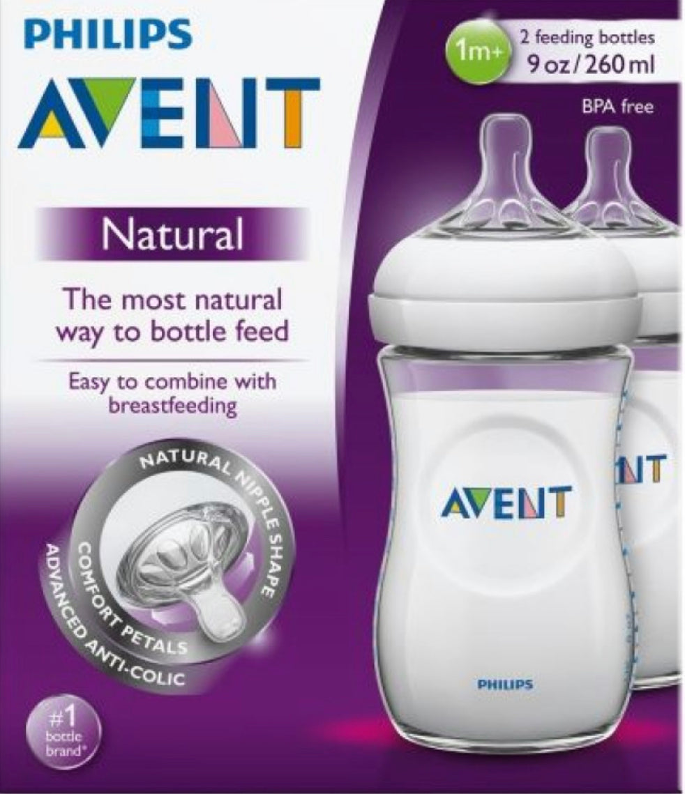 AVENT BOTTLE NATURAL 260ML 2 BLUE