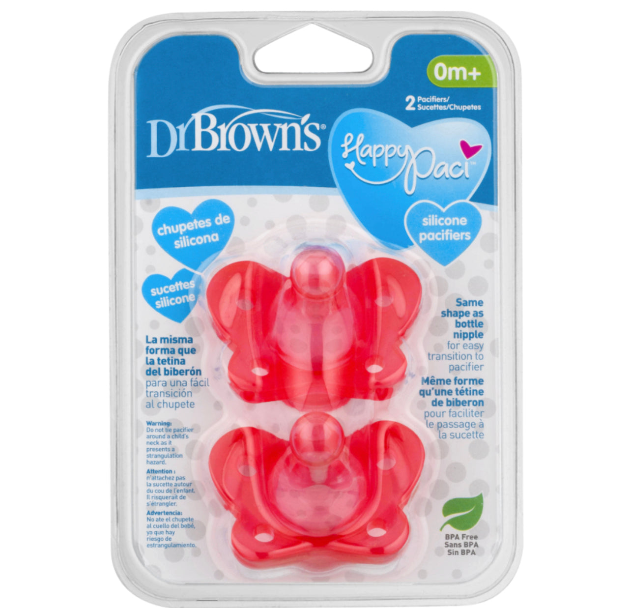 DR BROWN SILICONE PACIFIER 0+ 2 PINK