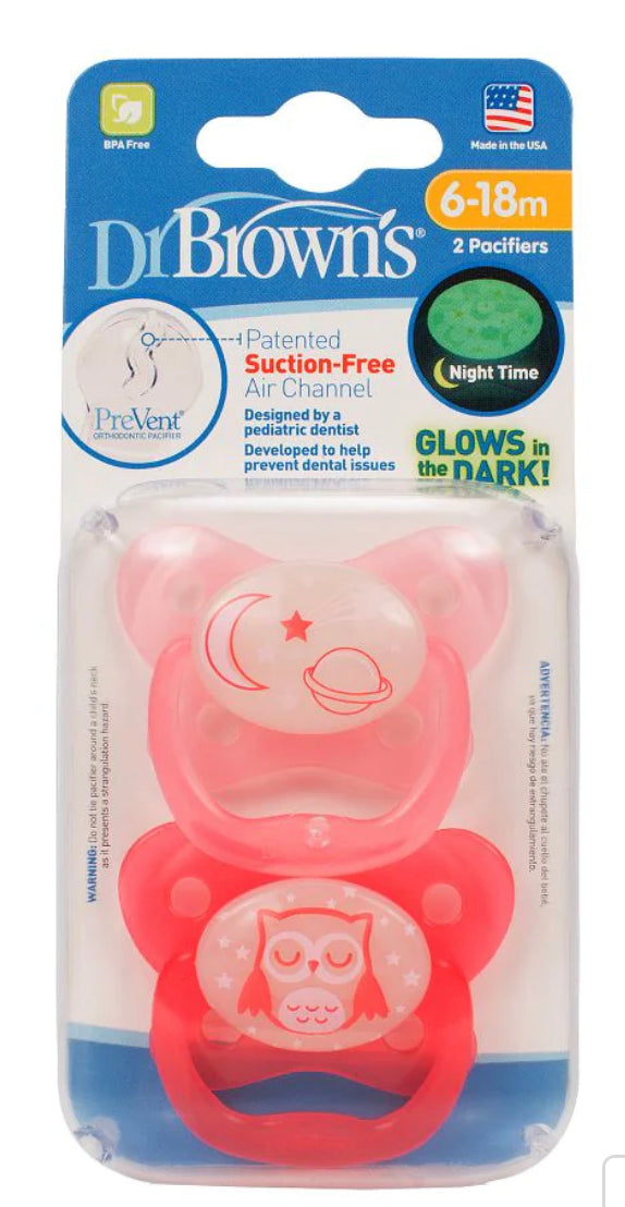 DR. BROWN GLOW IN THE DARK PACIFIER 6-18 M