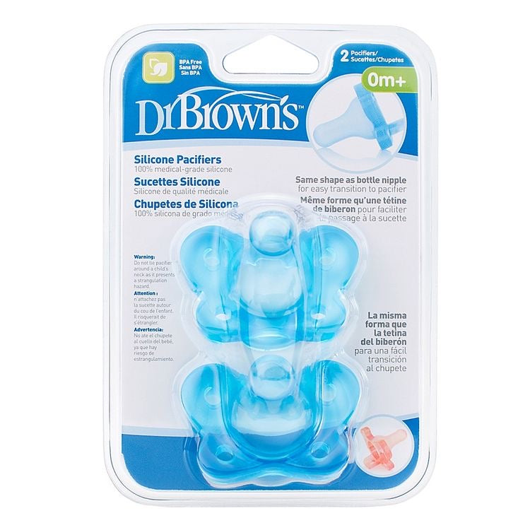 DR BROWN SILICON PACIFIER 0+ 2BLUE