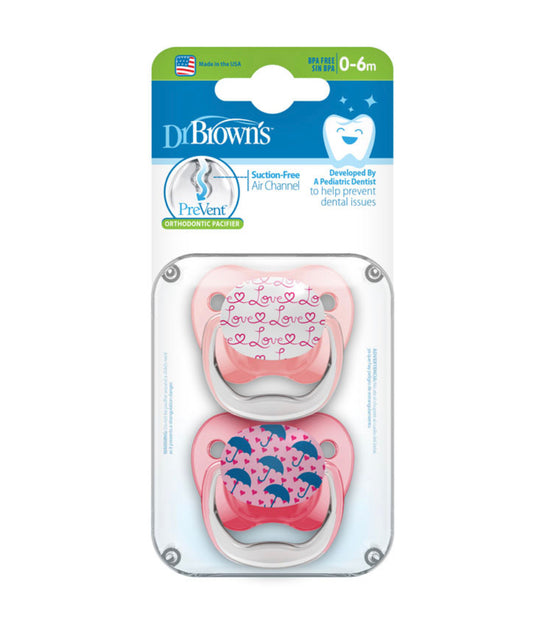 DR BROWN PREVENT  PACIFIER 0-6 GIRL