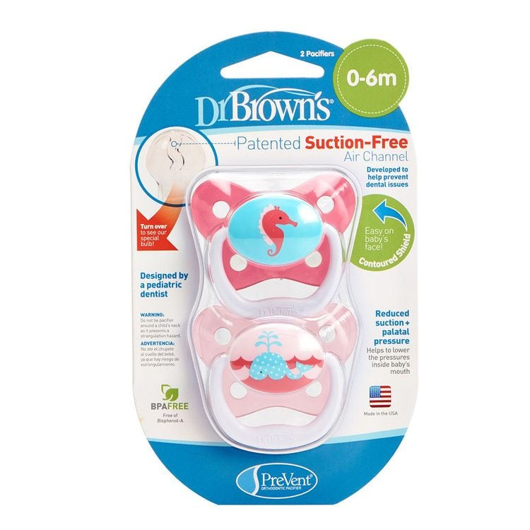 DR BROWN PREVENT  PACIFIER 0-6 GIRL