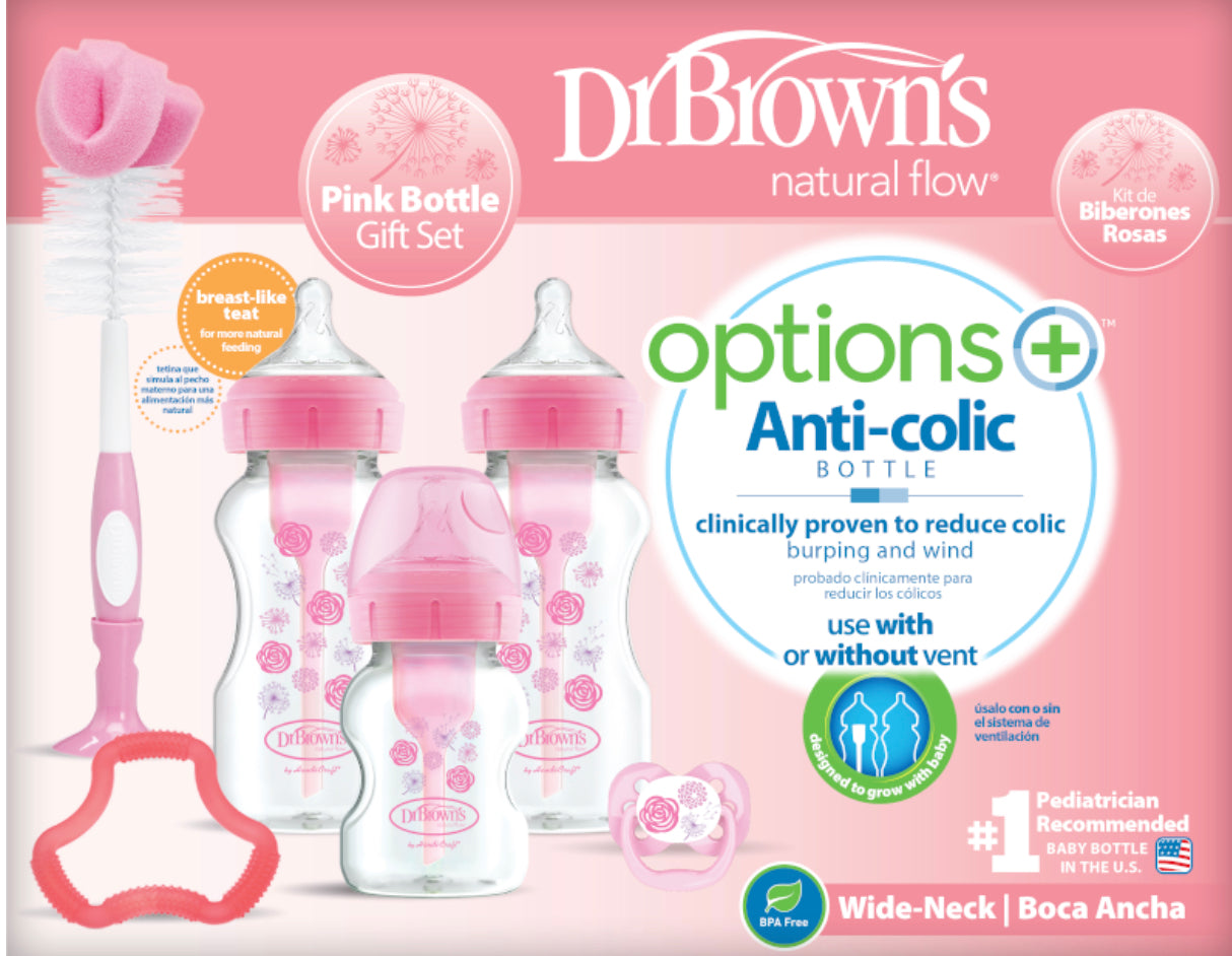 DR. BROWN OPTIONS + ANTO COLIC PINK GIFT SET