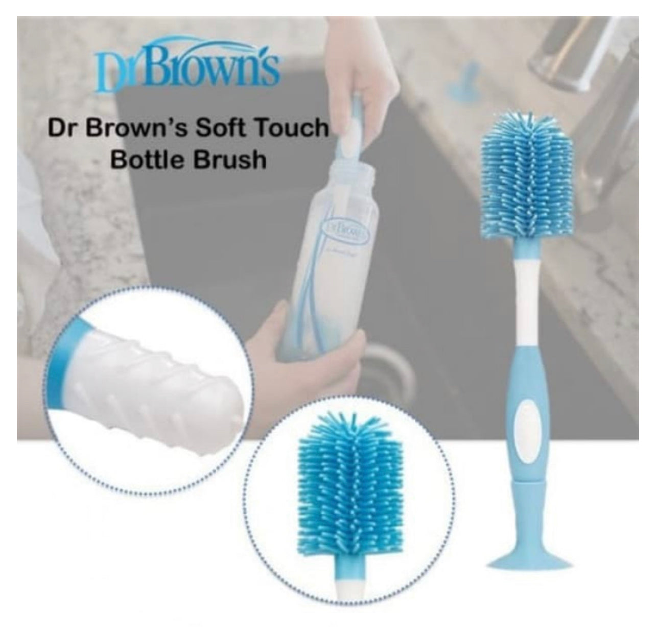 DR BROWNS SOFT TOUCH BOTTLE BRUSH BLUE