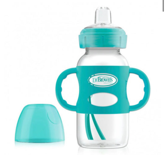 DR BROWNS SIPPY BOTTLE SILICON HANDLE GREEN