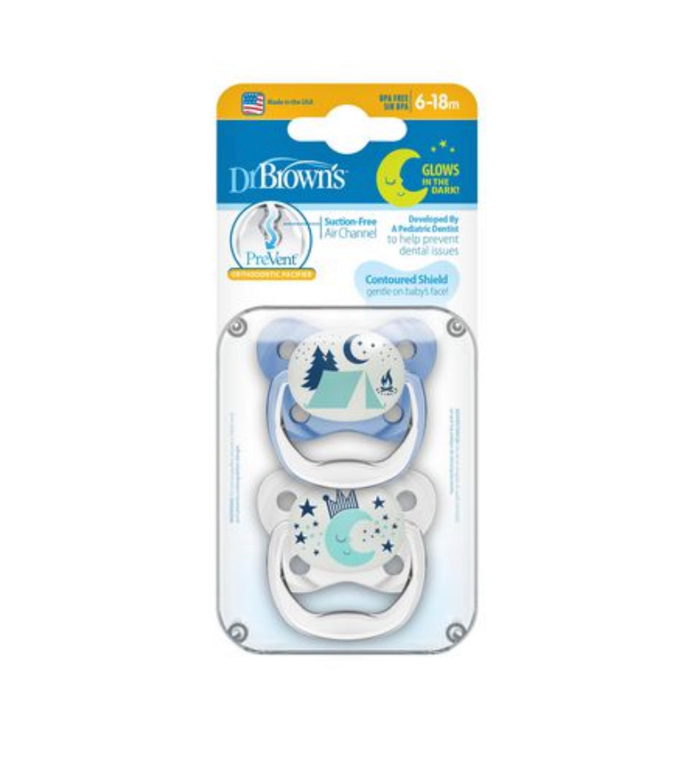 DR. BROWN GLOW IN THE DARK PACIFIER 6-18 M