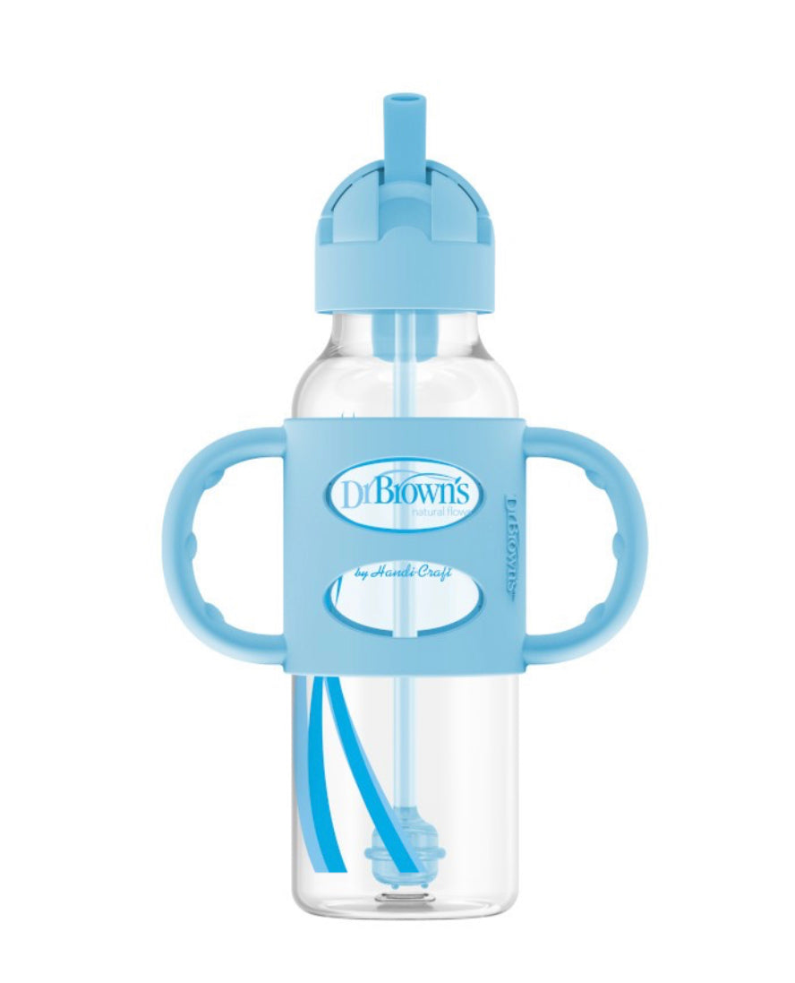 DR BROWNS SIPPY BOTTLE WITH SILICON HANDLE BLUE