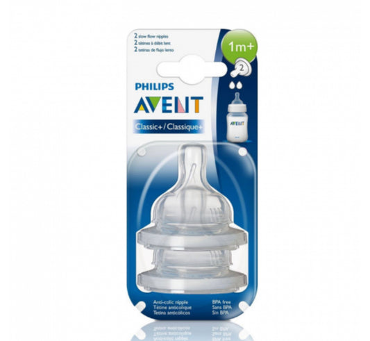 AVENT TEAT SLOW FLOW 2HOLES 1M+