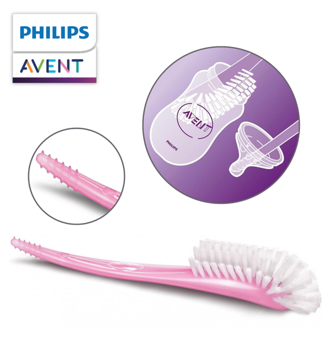 AVENT BOTTLE & TEAT BRUSH WEU PINK